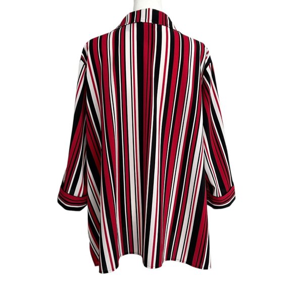 Catherines 3/4 Sleeve Striped Button Up Shirt (1X WP) - Picture 4 of 14